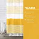 Awellife Boho Yellow Shower Curtain for Bathroom Farmhouse Cotton Stripe Tassel Shower Curtain Natural Texture 72" L x 60" W