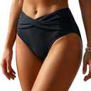 Talisea Women Full Coverage Bikini Bottom - V Cut Bathing Suit Bottoms Mid Waist Twist Front Swimsuit Bottom Swimwear 2025, Size M
