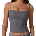 QINSEN Women's Spaghetti Strap Tank Tops Adjustable Cute Camisole Going Out Crop Tops Summer Clothes Red S