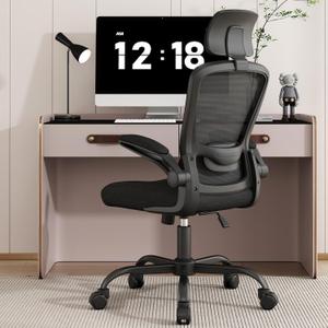 Ergonomic Office Chair for Long Hours Sitting – Back & Neck Pain Relief, Adjustable Lumbar Support & Headrest, High-Density Foam Seat, Ideal for Work & Home Office, Black