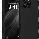 Magnetic for iPhone 16 Pro Case, [Full Camera Protection][Compatible with MagSafe] Cute Wave Frame Silicone Shockproof Protective Phone Case for iPhone 16 Pro 6.3", Black