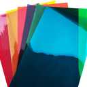 Transparent Decorative Window Film Anti UV Colorful Adhesive Vinyl Heat Insulation Solar Window Tinting Sheets Glass Film for Christmas Home Decoration,7 Colors Bundle Pack,6Inch x 11.8Inch (Multicolor)