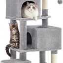SONGMICS HOME Cat Tree for Indoor Cats, Multi-Level Cat Tower with Sisal Scratching Posts, Hammock and Condo, Light Gray