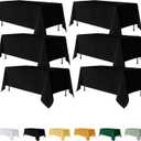 Fitable 6 Pack Black Rectangle Table Clothes - 90 x 132 Inch - Wrinkle and Stain Resistant Fabric Tablecloths, Washable Polyester Table Covers for Wedding, Party, Banquet, Formal Events