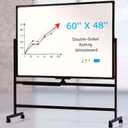 VOWNER Double-Sided Magnetic Whiteboard, 60" x 48" Mobile Dry Erase Board