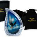 American Eagle Teardrop Keepsake Mini Urn for Human Ashes  Eternal Small Metal Memorial Funeral Urn for Men & Women, Holds 3 Cubic Inches, Patriotic Eagle Design with Velvet Bag