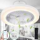 LANFU Ceiling Fan with Lights, 3 Colors Dimmable LED 6 Speeds 3 Blades Enclose Ceiling Fans, APP & Remote Control for Adult Kids Living Room Bedroom White