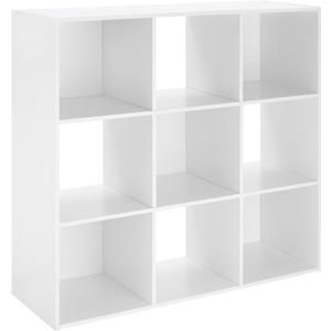 Whitmor 9 Cube Storage Organizer, 3 Tier Stackable MDF Wood Bookcase, Open Storage Display Bookshelf, Storage Cabinet for Living Room, Bedroom, Home, Office, 35.1" L x 11.7" W x 35.88" H, White