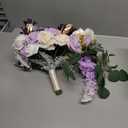 Ling's moment Purple Bridal Bouquet, 15 Inch Lilac Wedding Bouquets for Bride, Silk Free Form Bridal Bouquets for Wedding, Ceremony, Anniversary, etc. (Prpl-gold & Lilac)