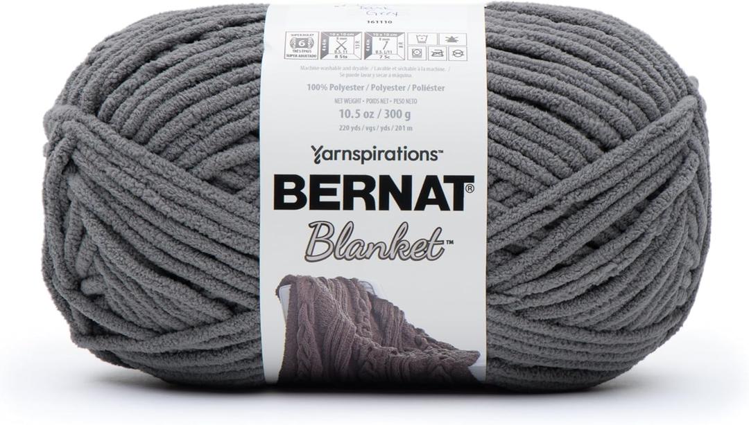 Bernat Blanket Yarn, Dark Grey (1 Pack)