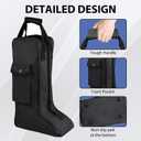 Portable Riding Boot Bag for Tall Boot, Oxford Equestrian Boot Bag with Handle, Cowboy Boot Travel Bag with Outer Pocket for Cowboy Boots, Snow Boots, Travel and Daily Use