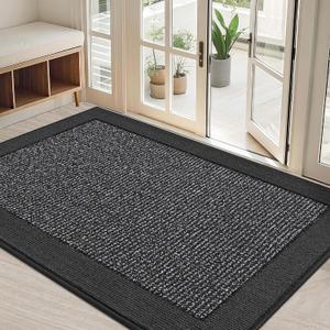 BEQHAUSE Indoor Door Mat 32" x 48", Dirt Trapper Door Mats Non-Slip Entryway Rugs Washable, Resist Dirt Absorbent Welcome Mat, Low Profile Floor Mats for Front Back Door and Entryway, Charcoal