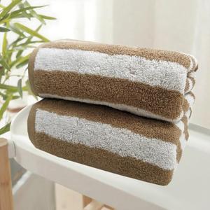 USTIDE Brown Strip Hand Towels 100% Cotton Face Towels Set of 2 Soft Absorbent Towels for Bathroom Bath Spa Gym2 Hand Towels, 14x29
