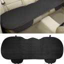 Linen Back Car Seat Cover, Anti-Slip Long Bottom Rear Seat Cover Protector with Storage Pockets, Breathable Linen Rear Bench Seat Protector Cushion Pad for Most Vehicles (Black, Back)