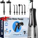 Cordless Water Flosser for Teeth, U-Shaped Flossing 360 Deep Clean, 5 Modes 7 Jet Tips for Adult & Child, Portable Rechargeable Dental Flosser Pick for Braces, Travel, 350ML Large Tank