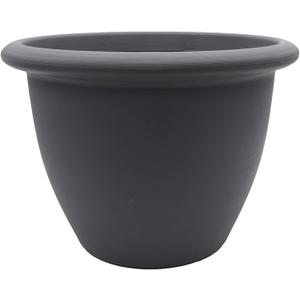 The HC Companies 14 Inch Sevilla Round Self Watering Planter - Decorative Lightweight Plastic Plant Pot for Indoor Outdoor Plants Flowers Herbs, Warm Gray