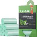 AYOTEE Small Trash Bags 2.6 Gallon Compostable Trash Bags Bathroom Wastebasket Can Liners, 125 Count Mini Compost Bags for Kitchen Bathroom Office Fit 10 Liter, Green