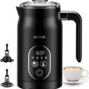 4-in-1 Electric Milk Frother and Steamer, Milk Steamer with Auto Temperature Control, Warm & Cold Foam Maker, Fast Frother for Coffee, Latte, Hot Chocolate, Cappuccino, Macchiato, Black