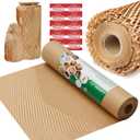 Honeycomb Packing Paper Wrap 12"x60' Recycled Bubble Cushioning Wrap Roll Eco Friendly Shipping Boxes Moving Wrap Packing Supplies Material with 10 Fragile Sticker Labels