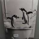 OIQArtOIQ Funny Bathroom Framed Wall Art Black and White Animal Canvas Wall Art Prints Penguin in Bathtub Pictures Wall Decor Modern Minimalist Humorous Artwork For Restroom
