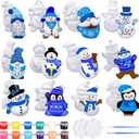12 Sets Winter Ceramics to Paint Ready to Paint Your Own Ceramic Figurines Winter Painting Craft Snowman Penguin Gnome Paintable DIY Painting Kit for Unpainted Art Craft