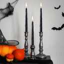 Nuanchu 4 Pcs Halloweens 3D Ghost Pattern Taper Candles 10 Inch Dark Black Long Tapered Candlesticks Candles Unscented, Smokeless, Dripless for Party Home Decor