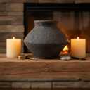 Rustic Black Ceramic Vase - 5IN Small Round Clay Vase Vintage Farmhouse Style Decor, Circle Wabi Sabi Vases for Farmhouse Home Decor, Decor Living Room, Table, Shelf