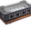 Japanese Style Hibachi Grill, Portable Tabletop Yakitori Charcoal Grill for Indoor Outdoor BBQ with Wooden Base & Wire Mesh 6.7x4.73x13.6in (XL)