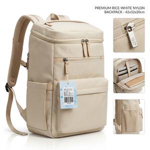 Rice White Nylon Travel Backpack / Daypack (Size 42x32x20 cm)