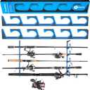 PLUSINNO H5 Horizontal Fishing Rod/Pole Holders for Garage, Wall or Ceiling Mounted Fishing Rod Rack, Aviation Aluminum Fishing Holder Holds up to 5/10/20 Rod or Combos Fishing Gear and Gifts for Men