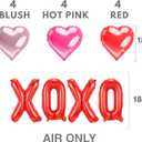 Heart Balloons XOXO Red Pink Fuchsia Mylar Heart Shaped Balloon for Valentines Day 12 Pack Foil Helium Decorations