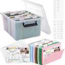 School Memory Box Organizer K-12 Memory Book School Years Keepsake Organizer with 24 Different Stages Memories Questionnaires 24 Colored File Folders 2 Labels for Kids Storage Pictures File Keeper