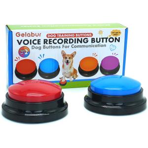 Gelabur Set of 2 Dog Buttons for Communication, Voice Recordable Buttons for Classroom, Dog Training Talking Buttons Starter Set, Pet Easy Speaking Buttons Tools
