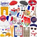 40pcs France Photo Booth Props, Htabiol French Photo Booth Props, France Party Decorations, French Party Decorations, Fit for Paris Themed Birthday, Bastille Day Decor, Eiffel Tower Decor
