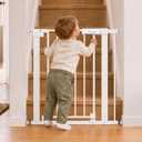 Babelio 26-31 in Narrow Baby Gate for Stairs with Wide Door, PressGuard II
Pressure/Wall Mount, Dual Lock with Indicator, Auto Close, Heavy Duty, Easy Install for Doorways, Kitchens, Hallway, White