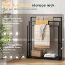 Freestanding Towel Rack, 3 Tier Wide Bamboo Stand with Shelf for Bathroom