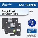 Brother Tape, Retail Packaging, Black on Clear, 2 Count (TZe1312pk) Style: 12mm (0.47”), Pattern Name: Old Packaging (Pack of 2)