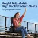 VIVOHOME Height Adjustable High Back Stadium Seat with Back Support and Cushion, Portable Bleacher Chair with Cup Holder and Shoulder Strap, Black, 21.5 5.5 17.7 inches