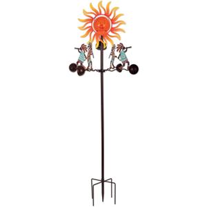Sunset Vista Designs Southwest Wind Spinner - Solar Powered LED Lighted Yard Décor with Sensor, 42.75" Tall, Kokopelli