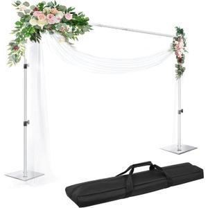 EMART Backdrop Stand, 6.5x10 ft Adjustable Photo Background Pipe and Drape Photography Kit with Heavy Duty Metal Flat Base for Parties, Wedding, Video Studio, Birthday - Silver