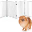 TEDEUM Metal Freestanding Dog Gates,Indoor&Outdoor Pet Fences for Puppy Dogs,Extra Wide Freestanding Dog Gate for Doorways,House,Stairs,Porch,Deck,Yard(6 Panels 24''H140''W) White, Need Assembly