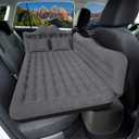 Car Air Mattress, Inflatable SUV Truck Air Mattress Back Seat Camping Bed Thickened Car Sleeping Pad for Travel, Car Bed SUV Mattress with Car Air Pump 2 Pillows (Black)