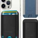 2 Pack Card Holder for Phone Case, Leather Phone Wallet Stick On, Strongest Adhesive Phones Wallet for iPhone/Android, Minimalist Slim RFID, Fit 7 Cards,Black & Blue