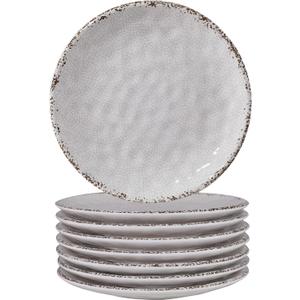 Farmhouse Melamine 6 Inch Appetizer plate, Small Serving Dinnerware/Snack/Party/Kitchen/Dinner/Dessert Plates, Set of 8, White