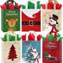STYPOP 24 Pack 10" Christmas Gift Bags Medium Size with Tissue Paper, Reusable Non-Woven Christmas Tote Bags with Handles, Perfect for Xmas Gift Wrap/Party Favor Supplies, 10"  8"  4"