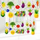 Syhood 30 Pack Hey One Bear Fruit Birthday Party Decoration Dancing Fruit Hanging Swirls Vegetable Ceiling Streamer Summer Party Supplies for Birthday Decoration