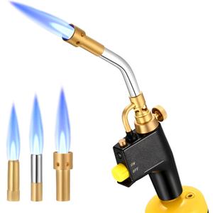 Propane Torch Head with 3 Nozzles, Trigger Start Ignition for High Intensity Welding, Soldering, Cooking (Gas Tank Not Included)