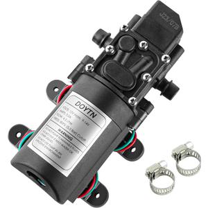 12V Diaphragm Water Pump 1.2 GPM 80 PSI Self Priming Sprayer Pump with Pressure Switch, Hose Clamps for RV, Camper, Marine, Boat, Garden, Car Wash