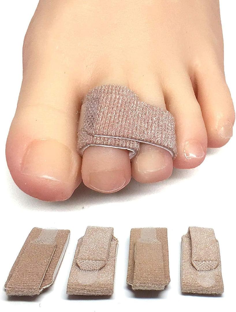 ZenToes Hammer Toe Corrector for Women & Men - Reusable Fabric Buddy Wraps for Broken Toes - Cushioned Toe Splint for Protection & Recovery & Hammertoe Straightener - 4 Count (OSFM, Beige) (Original Support Beige)