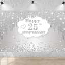 25th Wedding Anniversary Banner Decorations, Silver 25 th Wedding Anniversary Decorations Decor Poster Photography for Backdrop, Silver Happy 25 Anniversary Party Supplies, 72.8x43.3 Inches